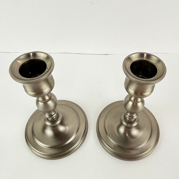 Baldwin 4.5" Candlestick Platinum Mist Brushed Nickel Pair - Picture 2 of 4